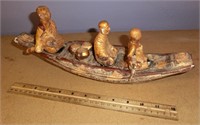 plaster Chinese figures in boat as is