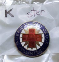 K-  sterling WWII Red Cross enameled pin