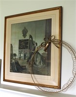 Decorative Metal Wreath 20"W& Picture-Harpist