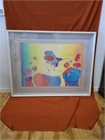 Huge Peter Max Lady with Flowers Signed