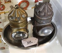 Pair of Antique Lanterns & Tray