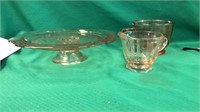 3 pieces of pink depression glass