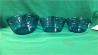 Graduated cobalt blue anchor mixing bowl set