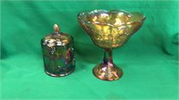 2 pieces of carnival glass