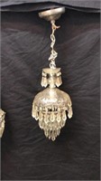 Antique hanging crystal chandelier with prisms