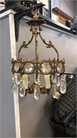 Vintage crystal & brass chandelier