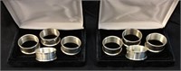 2 SETS OF STERLING SILVER NAPKIN RINGS