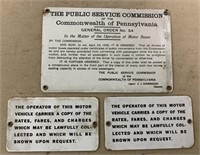 (3)Commonwealth of PA,Porcelain Bus Signs