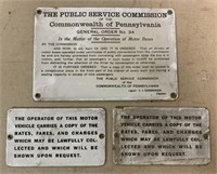 (3) Commonwealth of Pa Porcelain Bus Signs