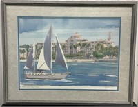 FRAMED WATERCOLOR BRITISH COLONIAL HOTEL