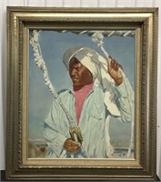 1979 LARGE FRAMED PAINTING MAN IN TURBAN