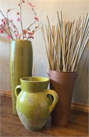 2 Ceramic Vases and Tin Vase
