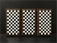 LOT OF (3) WOOD BASES WITH CHECKERED TOP DISPLAY B