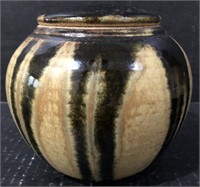 DECORATIVE POTTERY JAR WITH LID