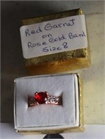 Red Garnet On Rose Gold Band Size 8 (U230)