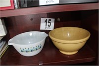 Ceramic Pot and Milk Glass Mixing Bowl (U230)