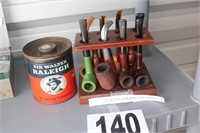 (8) Pipes with Stand & Tobacco Tin (U232A)