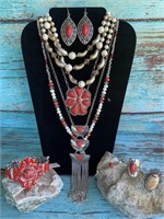 Loves Red Fashion Jewelry Set & Sparkly Lanyard