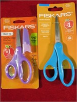Safety Edge and Sharp Fiskars Scissors- 2 Pair
