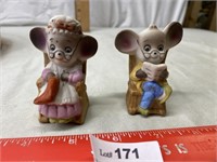 Pair of Ceramic Mouse Decorations