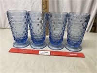 Lot of Four Textured Blue Glasses
