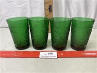 Lot of Four Vintage Green Glasses