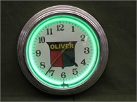 Oliver Neon Clock, Works, Approx 15"
