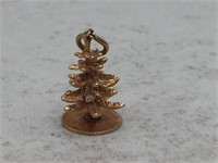 Vtg 14K Yellow Gold Christmas Tree Charm