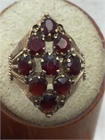 Vintage 18K Fancy Faceted Garnet Estate Cocktail R