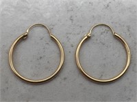 14K Yellow Gold Classic Thin Hoop Earrings