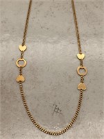 14K Italian Yellow Gold Heart Link Chain Necklace