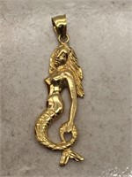 14K Yellow Gold Mermaid Pendant