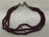 Purple Art Glass Garnet Style Beaded Bracelet