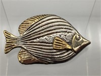 Fancy Sterling Silver JE Electroform Fish Brooch