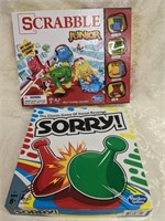 Scrabble Jr & Sorry Games- NEW