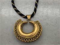 Vtg Pre Columbian Handmade Gilded Necklace
