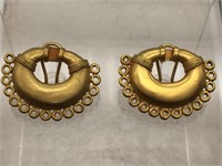 Vtg Pre Columbian Handmade Gilded Earrings