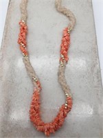 Fancy Coral & Rose Quartz Long Necklace
