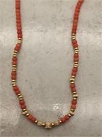 Vintage Gold Vermeil Coral Beaded Long Necklace