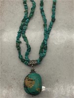 Fancy Sterling Turquoise Nugget Necklace