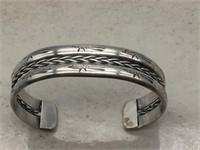 Sterling Silver Navajo Etched & Textured Cuff
