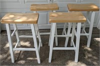 (4) White and Wood Stools