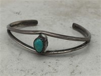 Tiny Sterling Navajo Turquoise Cuff Bracelet