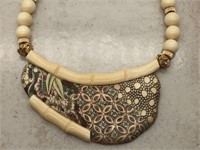 Vintage Hong Kong Bone-Like Fancy Necklace