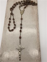 Vintage Brass Ormolu Ruby Stone Catholic Rosary