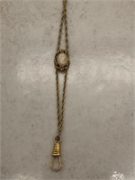 Vintage Brass Gilt Faux Cameo Pocket Watch Chain