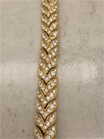 Fancy Gold Wash Rhinestone Costume Bracelet