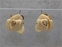 Quality Jeweled Celluloid Floral Earrings