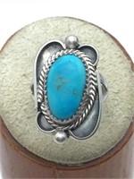Sterling James Toadlena Turquoise Old Pawn Ring