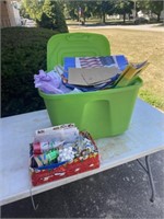 Gift bags in and ribbons  in tote with lid